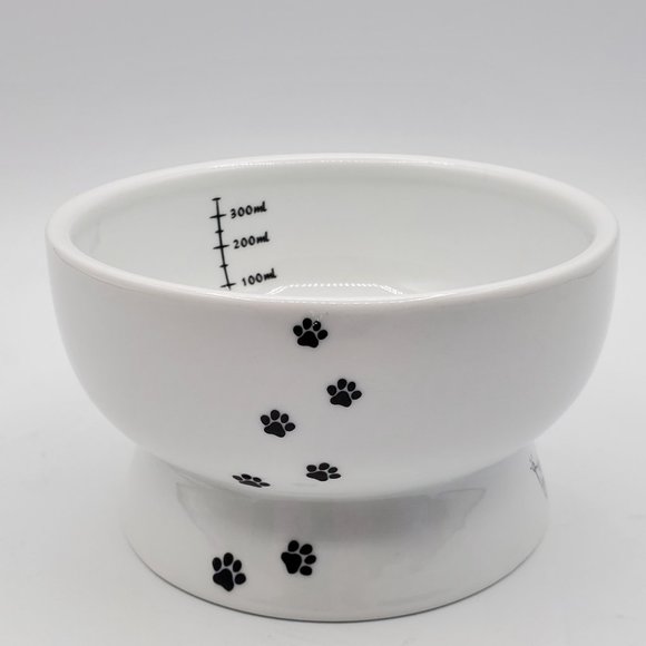 Neco Ichi Raised Cat Water Bowl, Cat, Ceramic, Paw Prints and Cat Silhouette - Picture 2 of 9